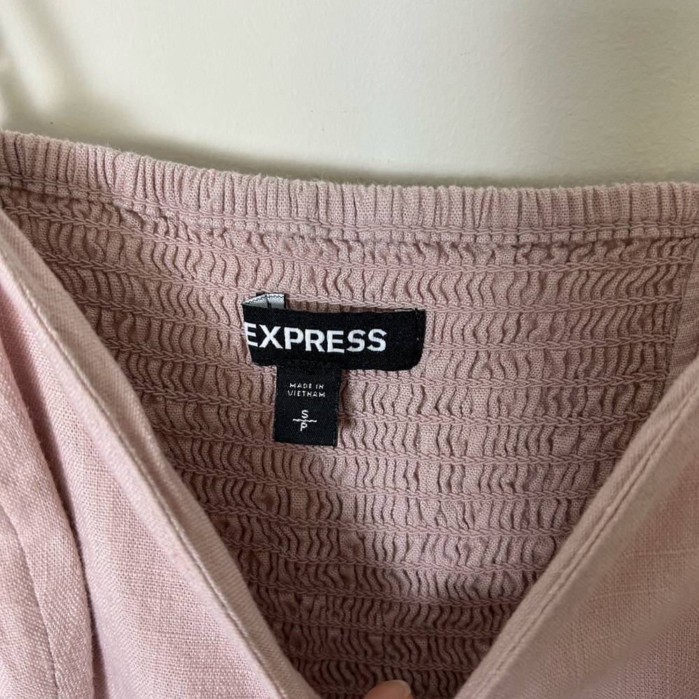 Express Linen Blend Crop Peplum Cami Light Pink Size Small - Picture 2 of 4